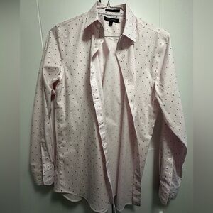 Banana Republic Pink Shirt w Blue Hearts Sz S Slim